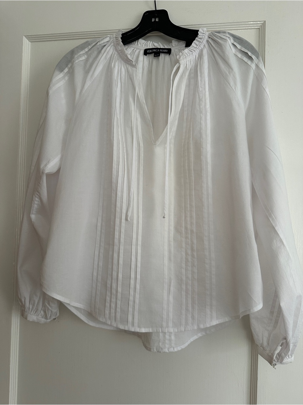 Veronica Beard “Jaxon” White Pintuck Peasant Blouse - XS